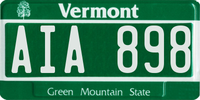 VT license plate AIA898