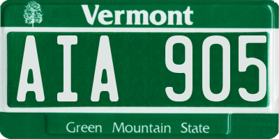 VT license plate AIA905