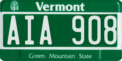 VT license plate AIA908