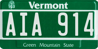 VT license plate AIA914