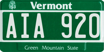 VT license plate AIA920