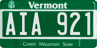 VT license plate AIA921