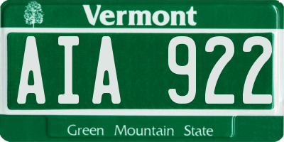 VT license plate AIA922