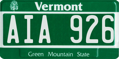 VT license plate AIA926