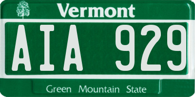 VT license plate AIA929