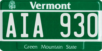 VT license plate AIA930