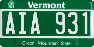 VT license plate AIA931