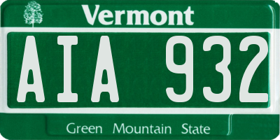 VT license plate AIA932