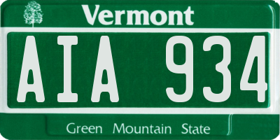 VT license plate AIA934
