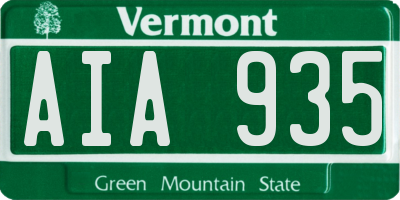 VT license plate AIA935