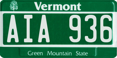 VT license plate AIA936