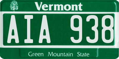 VT license plate AIA938