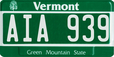 VT license plate AIA939
