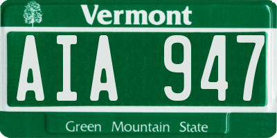 VT license plate AIA947