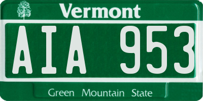 VT license plate AIA953