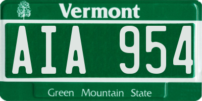 VT license plate AIA954