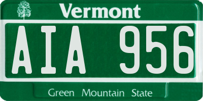 VT license plate AIA956