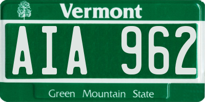 VT license plate AIA962