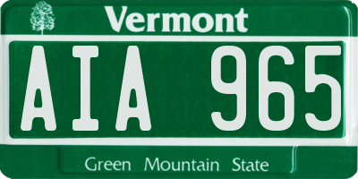 VT license plate AIA965