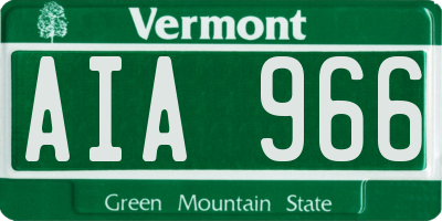 VT license plate AIA966