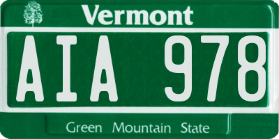 VT license plate AIA978