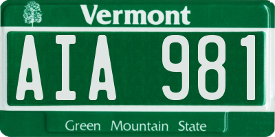 VT license plate AIA981