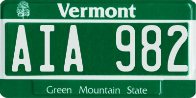VT license plate AIA982