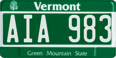 VT license plate AIA983