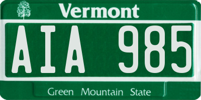 VT license plate AIA985
