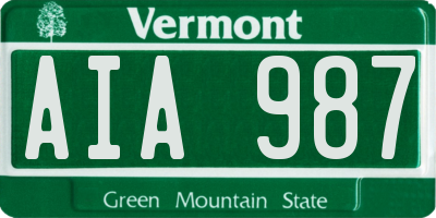 VT license plate AIA987