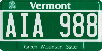 VT license plate AIA988