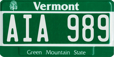 VT license plate AIA989