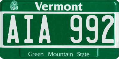 VT license plate AIA992