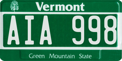 VT license plate AIA998