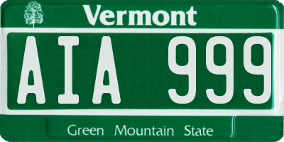 VT license plate AIA999