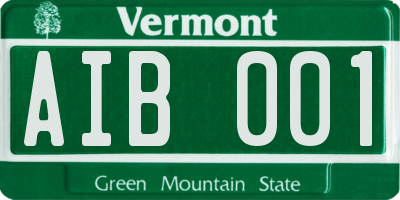VT license plate AIB001