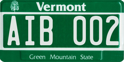 VT license plate AIB002