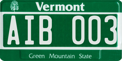 VT license plate AIB003