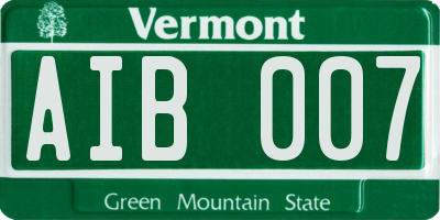 VT license plate AIB007