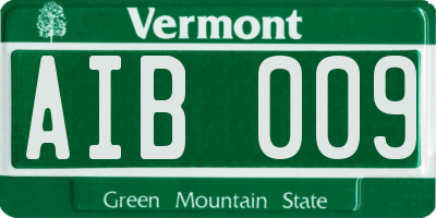 VT license plate AIB009