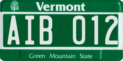 VT license plate AIB012