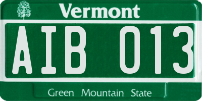 VT license plate AIB013