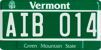 VT license plate AIB014