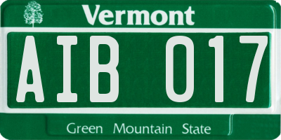 VT license plate AIB017