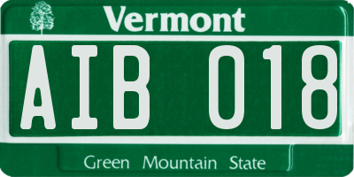 VT license plate AIB018