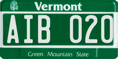 VT license plate AIB020