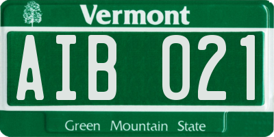 VT license plate AIB021