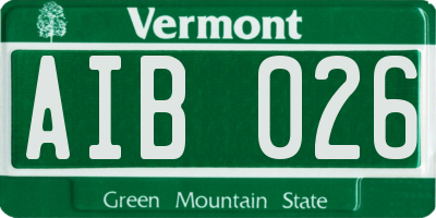 VT license plate AIB026