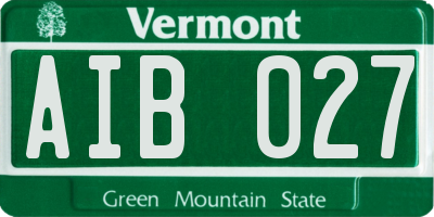 VT license plate AIB027