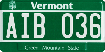 VT license plate AIB036